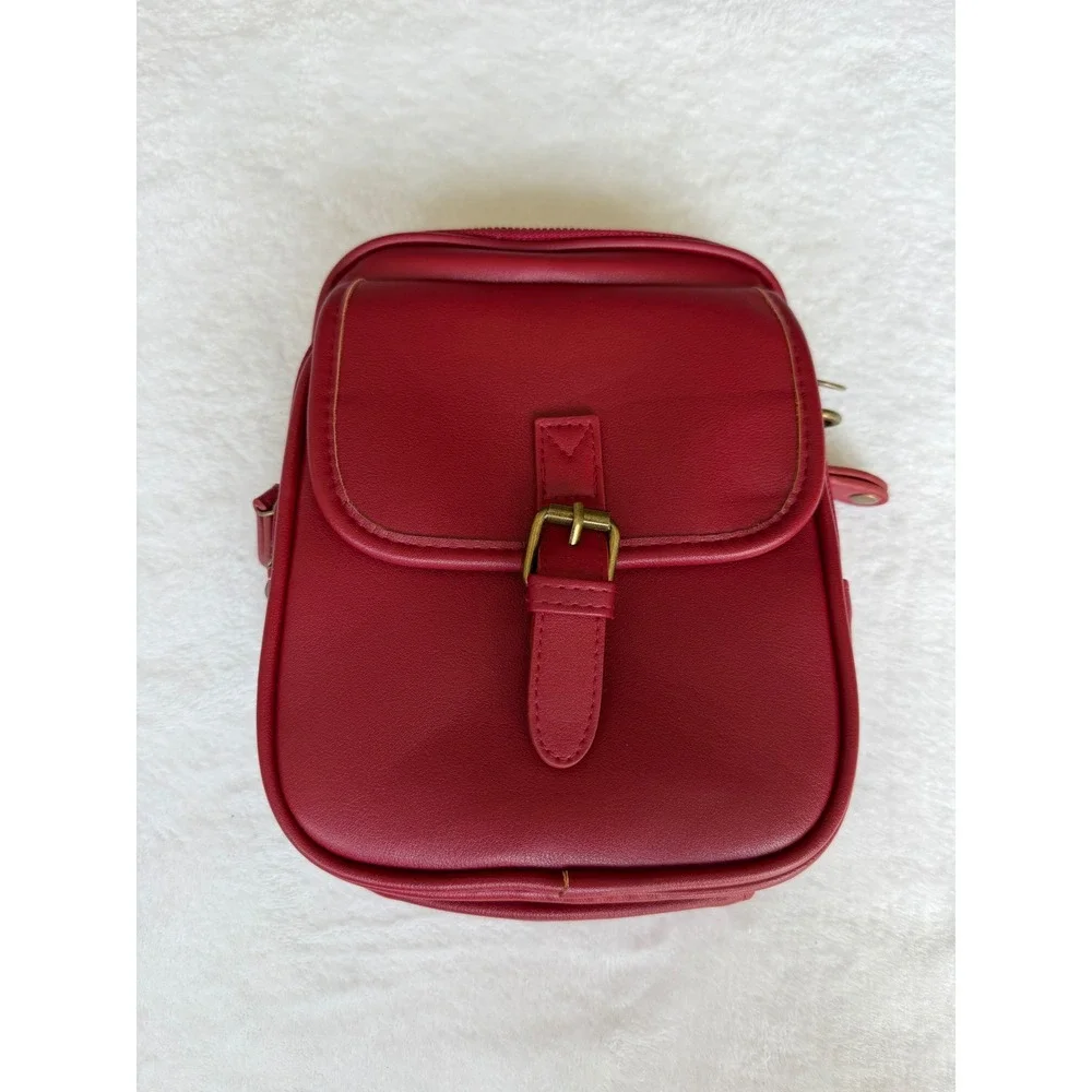 Red Faux Leather Crossbody Bag Multi Pocket Organizer Wallet Purse NWOT